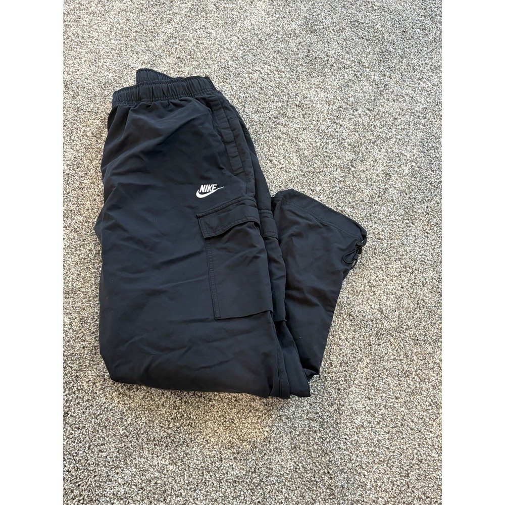 Nike Sportswear Womens Size Large Woven Unlined Utility Cargo Pants Logo Black